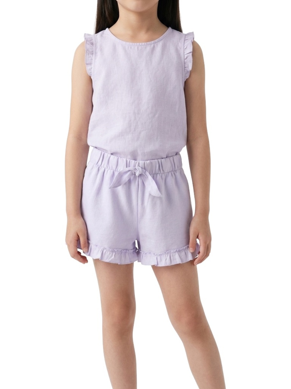 zara kids Lilac Ruffle Hem Drawstring Shorts - Picture 3 of 10